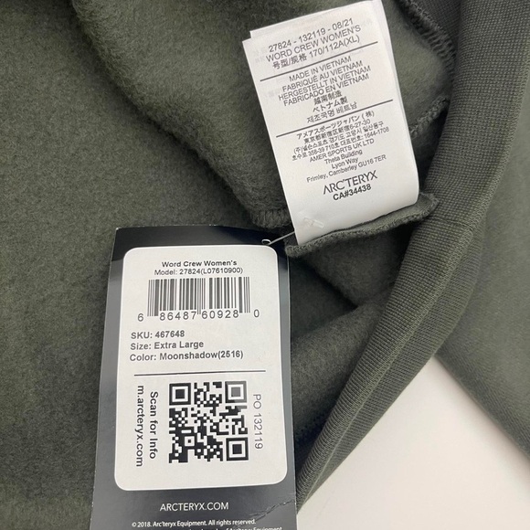 Arc’teryx Word Crew Sweatshirt Moonshadow Women’s Small size - Picture 7 of 7